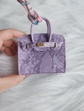 Mini Architectural Handbag Keychain Green Blue Cutout Bag Charm-lavender