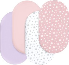 4-Pack Bassinet Sheets Universal Fit for Oval/Hourglass/Rectangle Mattress 32x17