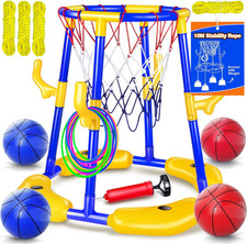 Canestro Basket Piscina Galleggiante con Design Antipunta e Antideriva, Basket e Ri