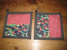 Winter Birds in Flight Handmade Kitchen Potholder Set of 2