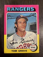 TOM GRIEVE 1975 TOPPS AUTOGRAPHED SIGNED AUTO BASEBALL CARD WU