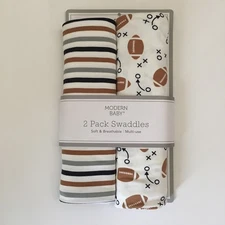 NEW Swaddle Baby Blankets  (0-3M) Football and Stripes | Modern Baby