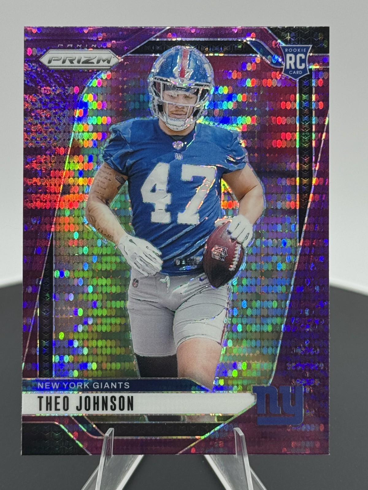 2024 Panini Prizm Purple Pulsar Prizm #390 Theo Johnson (RC) New York Giants