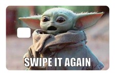 "Swipe It Again" Grogu Yoda Meme Credit Card Skin Decal Sticker 4 Pack Funny