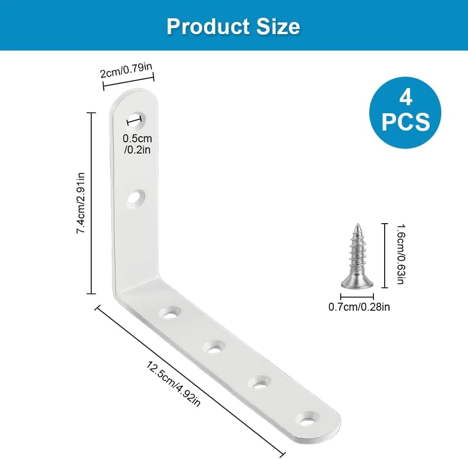 4 Pezzi Pesanti Staffa Angolare in Acciaio Inox,Shelf Brackets,Stabile E Durevol - Immagine 2 di 4