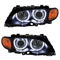 Scheinwerfer Angel Eyes FüR Bmw E46 Limo Touring Bj. 01-05 Schwarz + Blinker V2