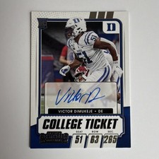 2021 Panini Contenders Victor Dimukeje Auto Rookie Duke #317 College Ticket