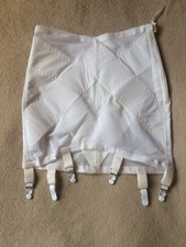 Crown-ette 28 White Extra Firm Side Zip Open Bottom 6 Garter Girdle 1743 NWOT