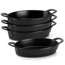 MALACASA Small Casserole Baking Dishes for Oven, Ceramic Oval Dish Sets of 4