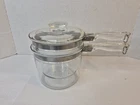 Vintage Pyrex Flameware Glass Double Boiler with Insert and Lid #6283