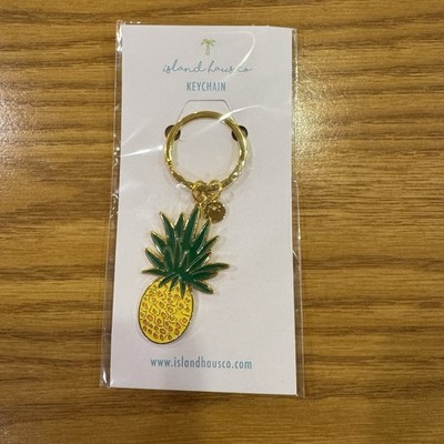 Island Haus Co Gold and Green Pineapple Keychain NEW