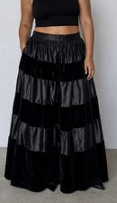 Scott McClintock Vintage Maxi Skirt Black Taffeta Velvet Goth Prom Size 10 30"