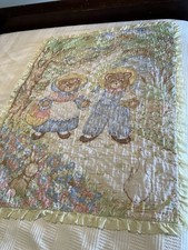 Vintage Storybook Bears Victoria Theodore Quilted BLANKET 34"x44" WALL DECOR