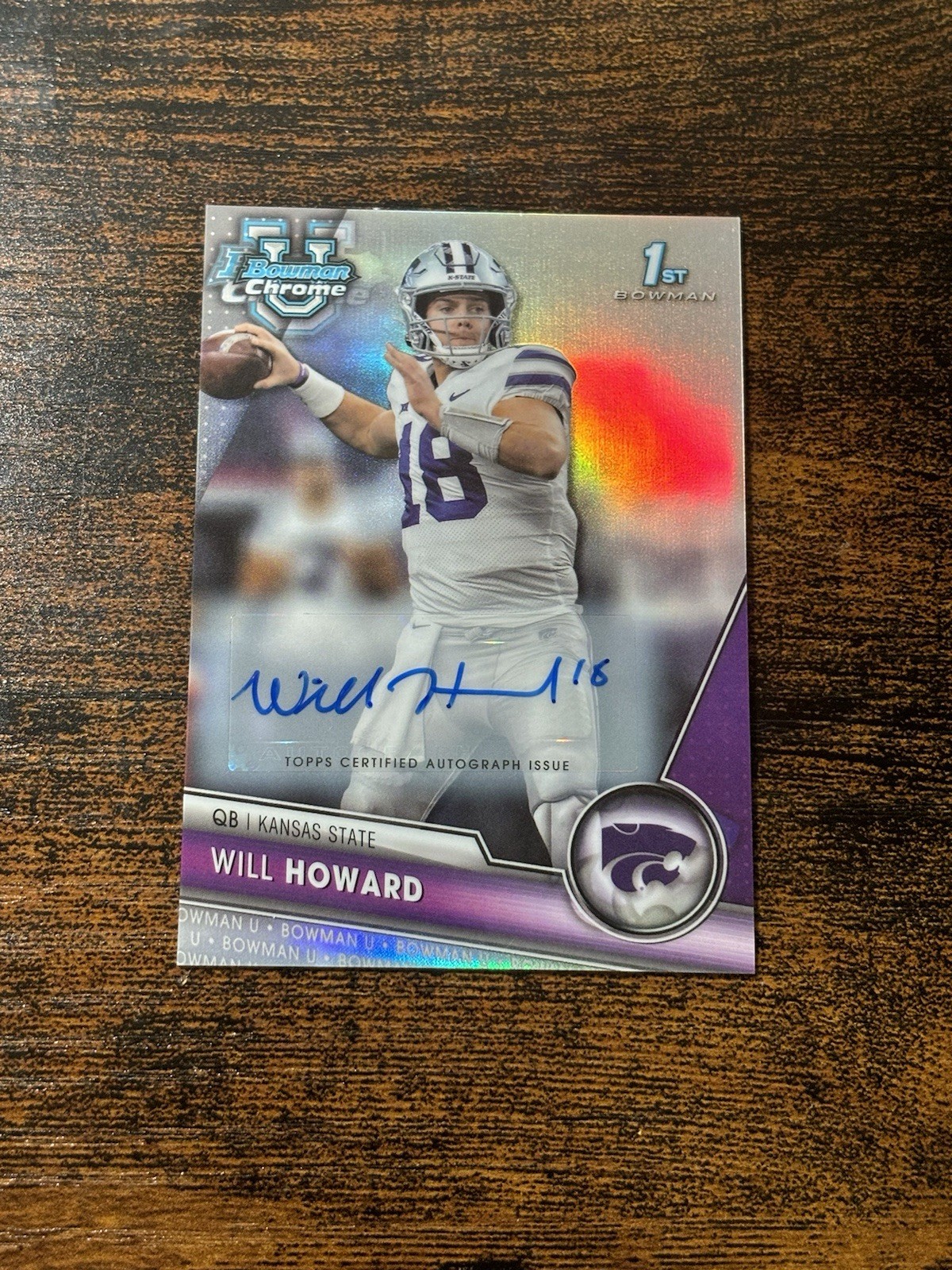 2023 Bowman Chrome Will Howard 1st Bowman Refractor Auto /499 OSU STEELERS RC B