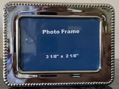 Set di 12 mini portafoto/carte da posto modello bordato e perline argento 3,5”x 2,5” - Foto 3 di 12
