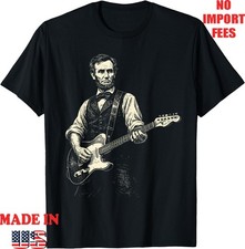 Retro Vintage President Abraham Lincoln Playing Guitar Funny Adult Kid T-Shirt