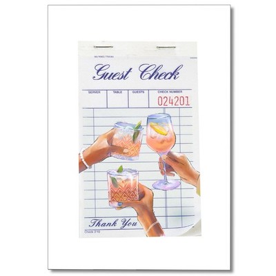 Funky Guest Check Canvas Wall Art, Trendy Preppy Blue Bar Cart Poster for Roo...