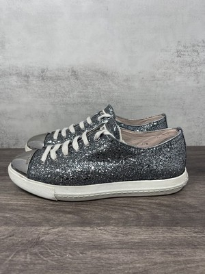 MIU MIU Shoes Womens Size Glitter Sneakers White