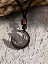 Silver Sheen Obsidian Moon Phase Pendant Healing Reiki Amulet Unisex Necklace