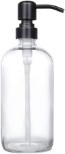 Clear Glass Jar Soap Dispenser with Matte Black Pump,16oz Round Bottle Dispenser