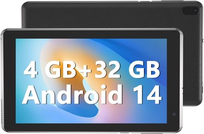 YQSAVIOR 7 inch Tablet 4GB RAM 32GB ROM Quad-Core Processor Android 14 Black 