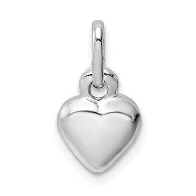 Sterling Silber rhodiniert gepufftes Herz Charm Halskette Damen Liebe Geschenk