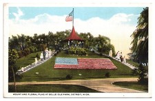 ANTQ Mount and Floral Flag at Belle Isle Park, Detroit, Michigan Postcard
