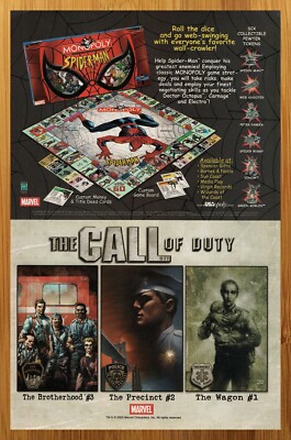 2002 Marvel Spider-Man Monopoly/The Call of Duty Print Ad/Poster David Finch Art