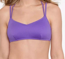 Salt + Cove Juniors' Raised Rib Strappy Bralette Bikini Top, Purple Small S NWT