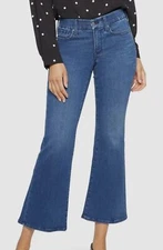 $119 NYDJ Women's Blue Stretch Relaxed Flared Leg Denim Jeans Pants Size S