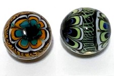 16mm Rinky Dink Handmade Art Glass Marbles 5/8 in Pk 2 w Stands Clear w Swirls