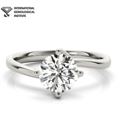 IGI D/VS Rundschliff Lab gezüchteter Diamant Solitär Verlobungsring gedrehter Schaft.