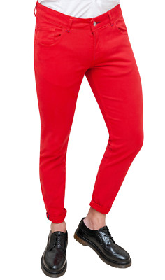 BATTISTINI PANTALONI UOMO ROSSO CASUAL SLIM FIT JEANS COTONE 5 TASCHE da 44  a 56 | eBay