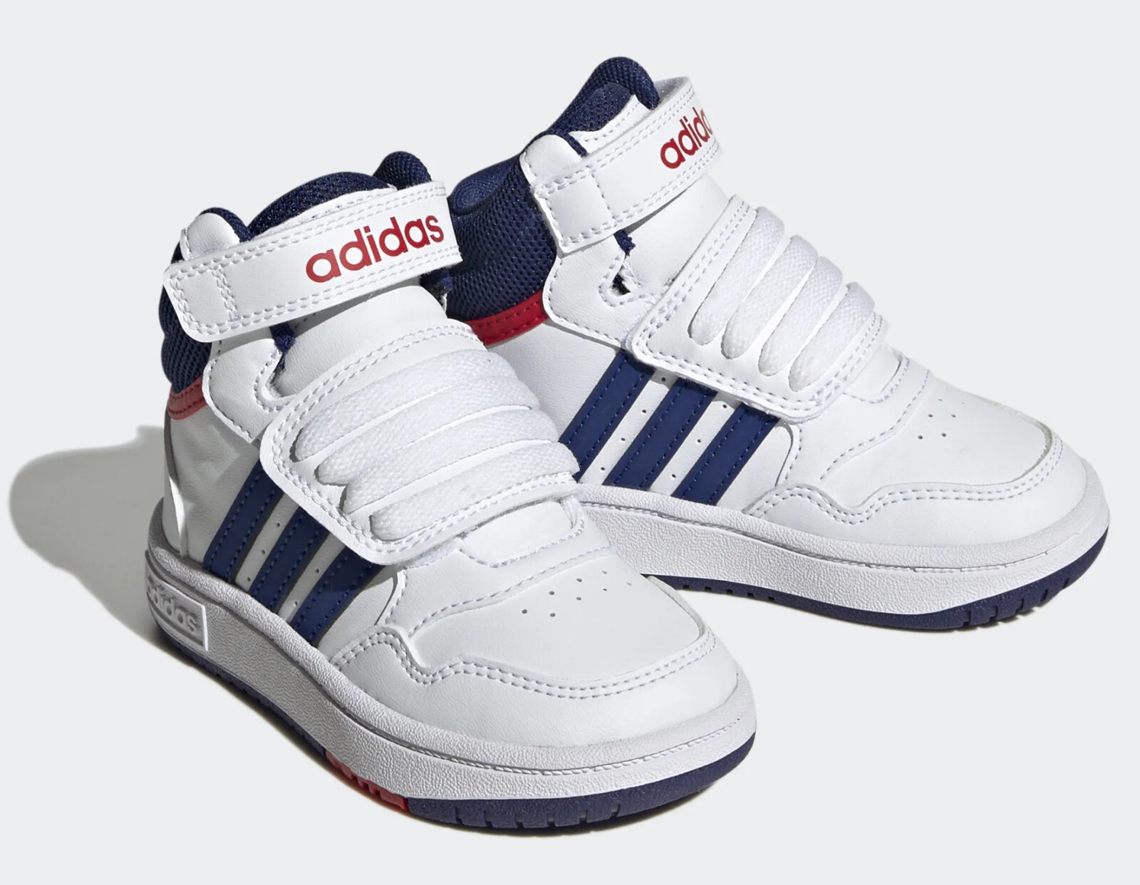 SCARPE BAMBINO/BAMBINA ADIDAS HOOPS MID 3.0- GZ9650 col.bianco/blu/rosso foto 3