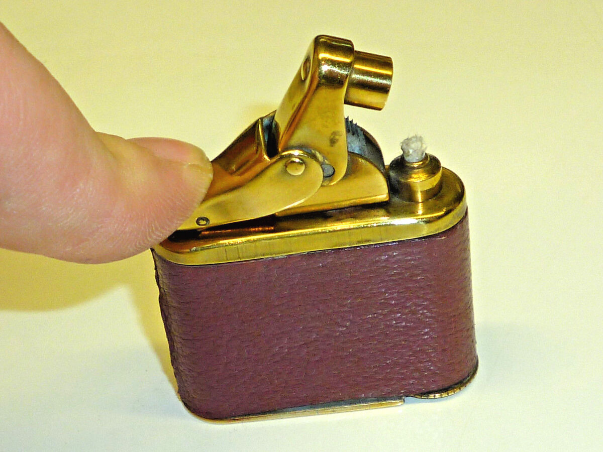【内祝い】 Automatic Rare Vintage Lighter 1930 - Coat Leather with オイルライター