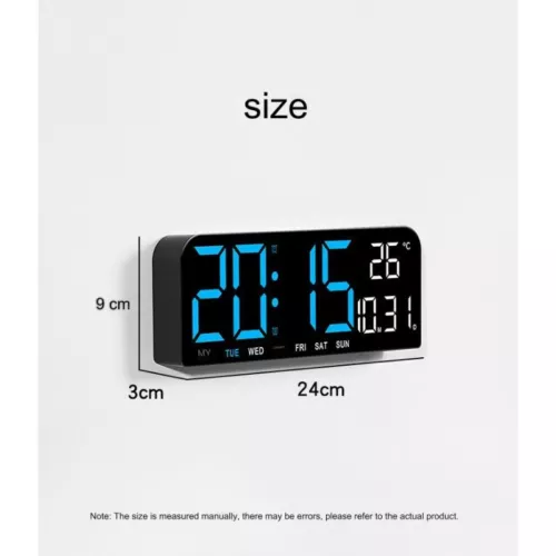 LED große digitale Wand Schreibtisch Uhr Fernbedienung Temperatur Datum Wochenanzeige - Bild 9 von 15