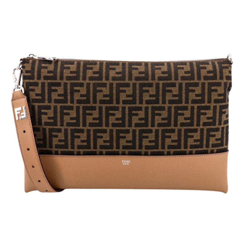 NEW FENDI FF LOGO ZIP CLUTCH SHOULDER BAG NWT! | eBay