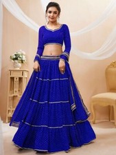 Ethnic Wear Georgette Fancy Lehenga Choli With Blue Dupatta For Women And Girls