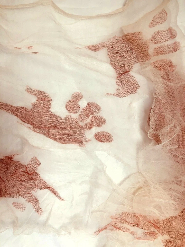 Mantel de gasa manos sangrientas espeluznante de 10 pies cubierta de puerta decoración de terror de Halloween Foto 4 de 4