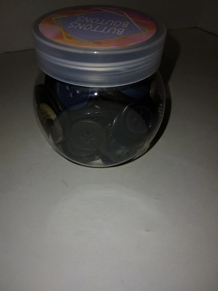NEW! Jar of 200+ Buttons Assorted Random Black and Brown Plastic Buttons + Jar - Image 2 of 4