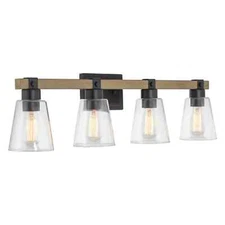Kira Home Asher 32" 4-Light Farmhouse Vanity / Bathroom Light + Funnel Glass Sha