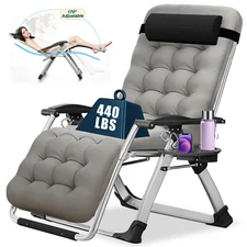 NAIZEA Patio Zero Gravity Camping Chair Lounge Chair Recliner Folding & Mattress
