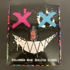 Halloween LED Mask With Light Up Skeleton Gloves SET Party Cosplay Costume -NEW