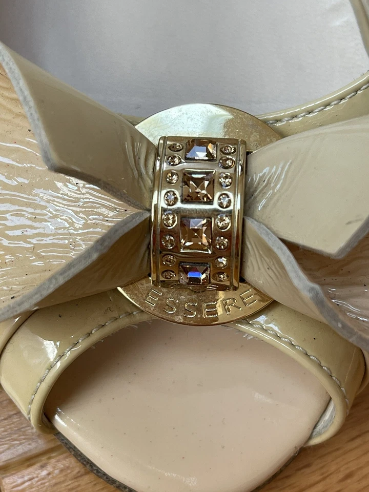 Essere Open Toe Patent Leather Shoes Size 39 US 8,5 Made in Italy - Image 2 of 4