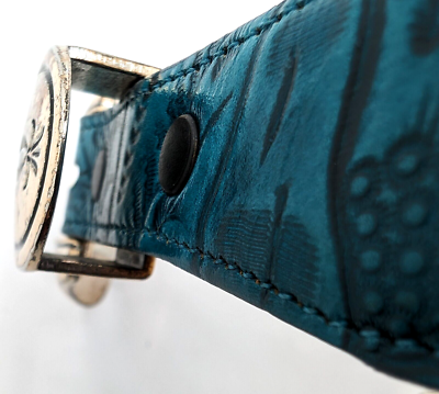 Justin Belt Womens 30 Tooled Leather Turquoise Teal Cowhide  display picture 1
