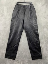 Leonardo Riva Pants Women's 12 Black Leather Outdoors Bikercore Grunge 25x29 Y2k