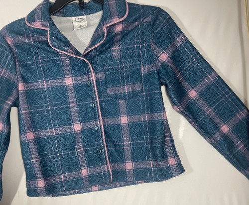 Flannel Plaid Girls Pajama Set Sz S 6/7 Classic Button EUC 2Pc Cotton Pocket PJ - Picture 10 of 12