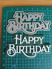 Happy Birthday Words & Shadow 2 piece Sentiment Word Metal Die Set UK Seller