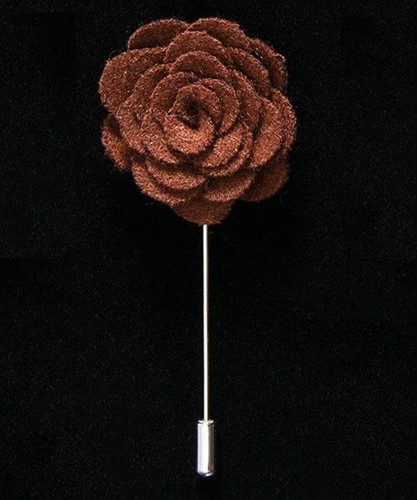 Solid Velvet Flower Pins - 18 Colors Shirt Collar Lapel Pin Mens Suit Accessory - Picture 20 of 40
