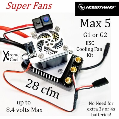 RCP Xtreme Cool Hobbywing Max 5 High Speed Cooling Fan System 5-8v 28cfm 